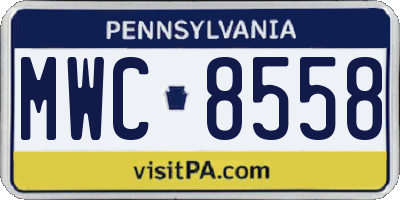 PA license plate MWC8558