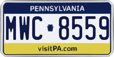 PA license plate MWC8559