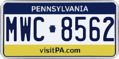 PA license plate MWC8562