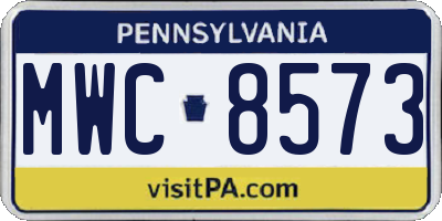 PA license plate MWC8573