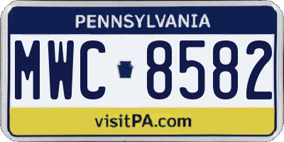 PA license plate MWC8582