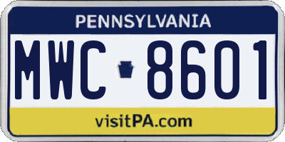 PA license plate MWC8601