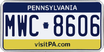 PA license plate MWC8606