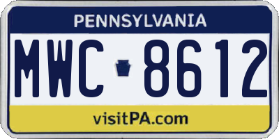 PA license plate MWC8612
