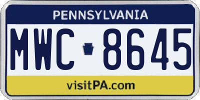 PA license plate MWC8645