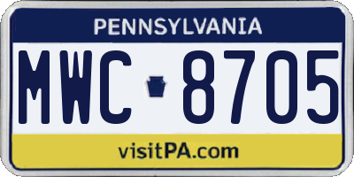 PA license plate MWC8705