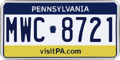 PA license plate MWC8721