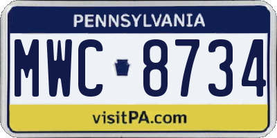 PA license plate MWC8734