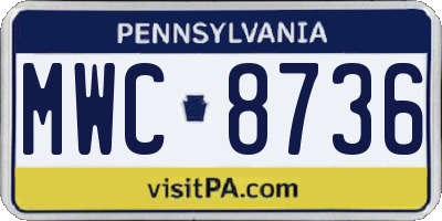 PA license plate MWC8736