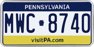PA license plate MWC8740