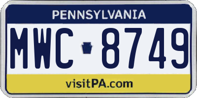 PA license plate MWC8749