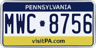 PA license plate MWC8756