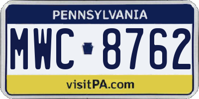 PA license plate MWC8762