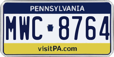 PA license plate MWC8764