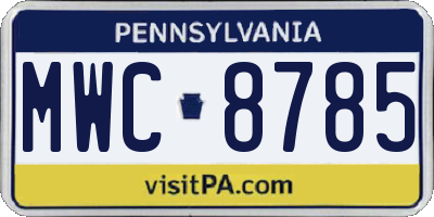 PA license plate MWC8785