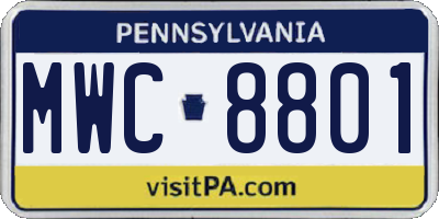 PA license plate MWC8801