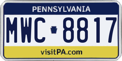 PA license plate MWC8817