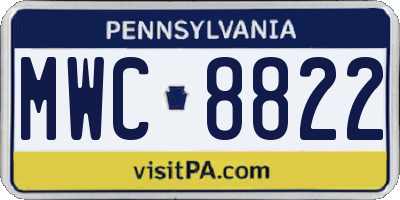 PA license plate MWC8822