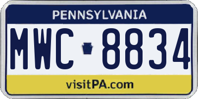 PA license plate MWC8834