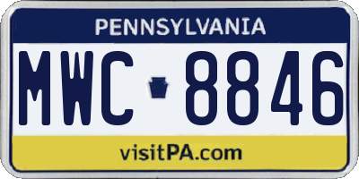 PA license plate MWC8846