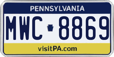 PA license plate MWC8869