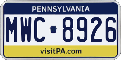 PA license plate MWC8926