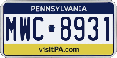 PA license plate MWC8931