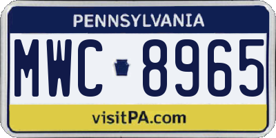 PA license plate MWC8965