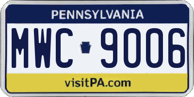 PA license plate MWC9006