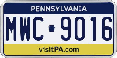 PA license plate MWC9016