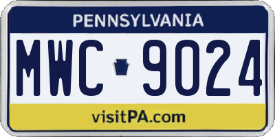 PA license plate MWC9024