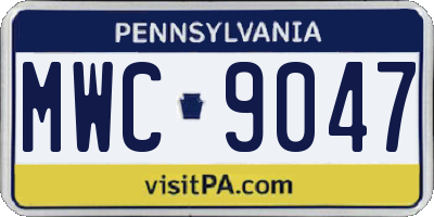 PA license plate MWC9047