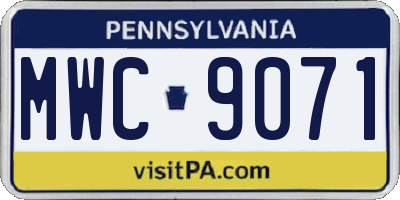 PA license plate MWC9071