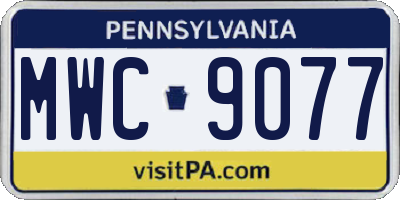 PA license plate MWC9077