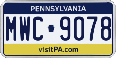 PA license plate MWC9078