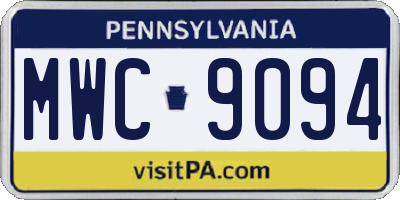 PA license plate MWC9094