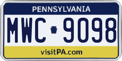 PA license plate MWC9098