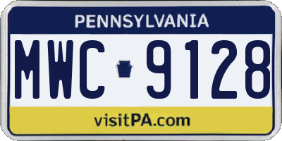 PA license plate MWC9128