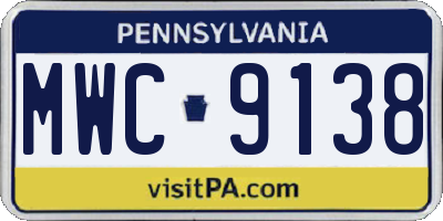 PA license plate MWC9138