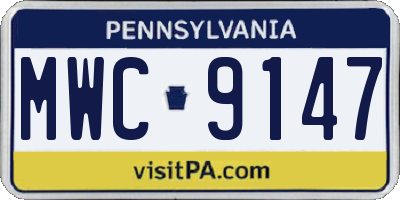 PA license plate MWC9147