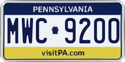PA license plate MWC9200