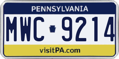 PA license plate MWC9214