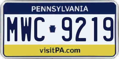 PA license plate MWC9219