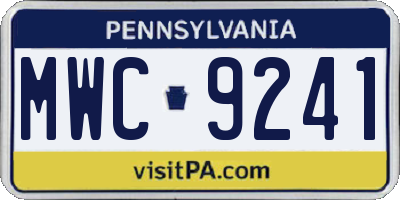 PA license plate MWC9241