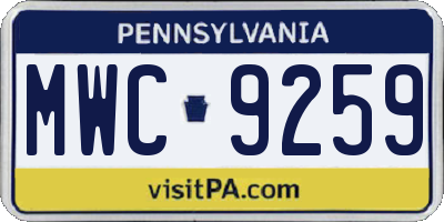 PA license plate MWC9259