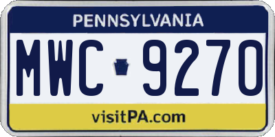 PA license plate MWC9270