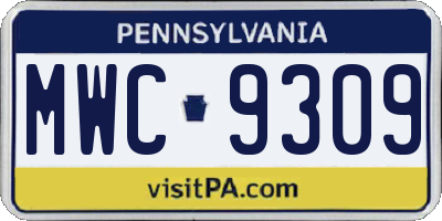 PA license plate MWC9309