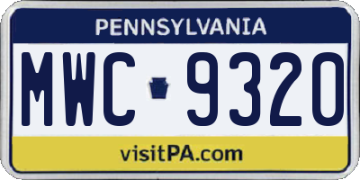 PA license plate MWC9320