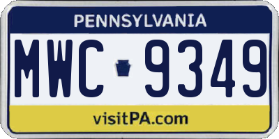 PA license plate MWC9349