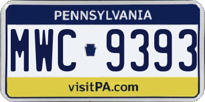 PA license plate MWC9393
